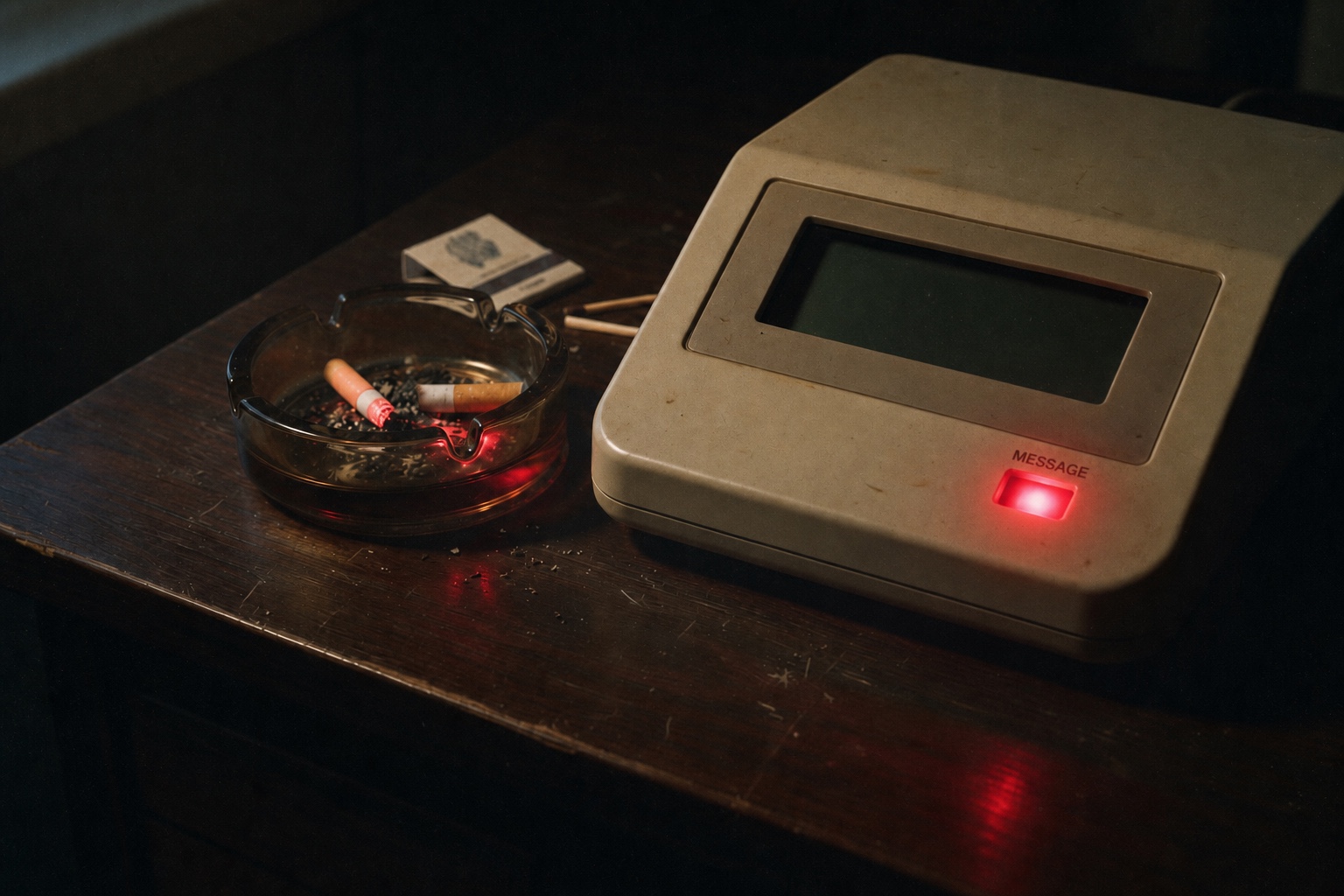 1994 Answering Machine on a desk with ashtray